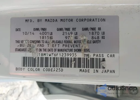 2015 Mazda Mazda3 I Grand Touring from USA, damaged, VIN JM1BM1W76F1239935